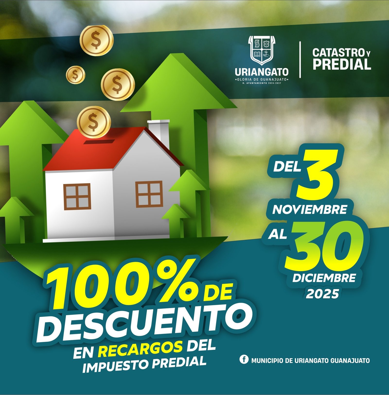 100% de descuento de recargos en impuesto predial