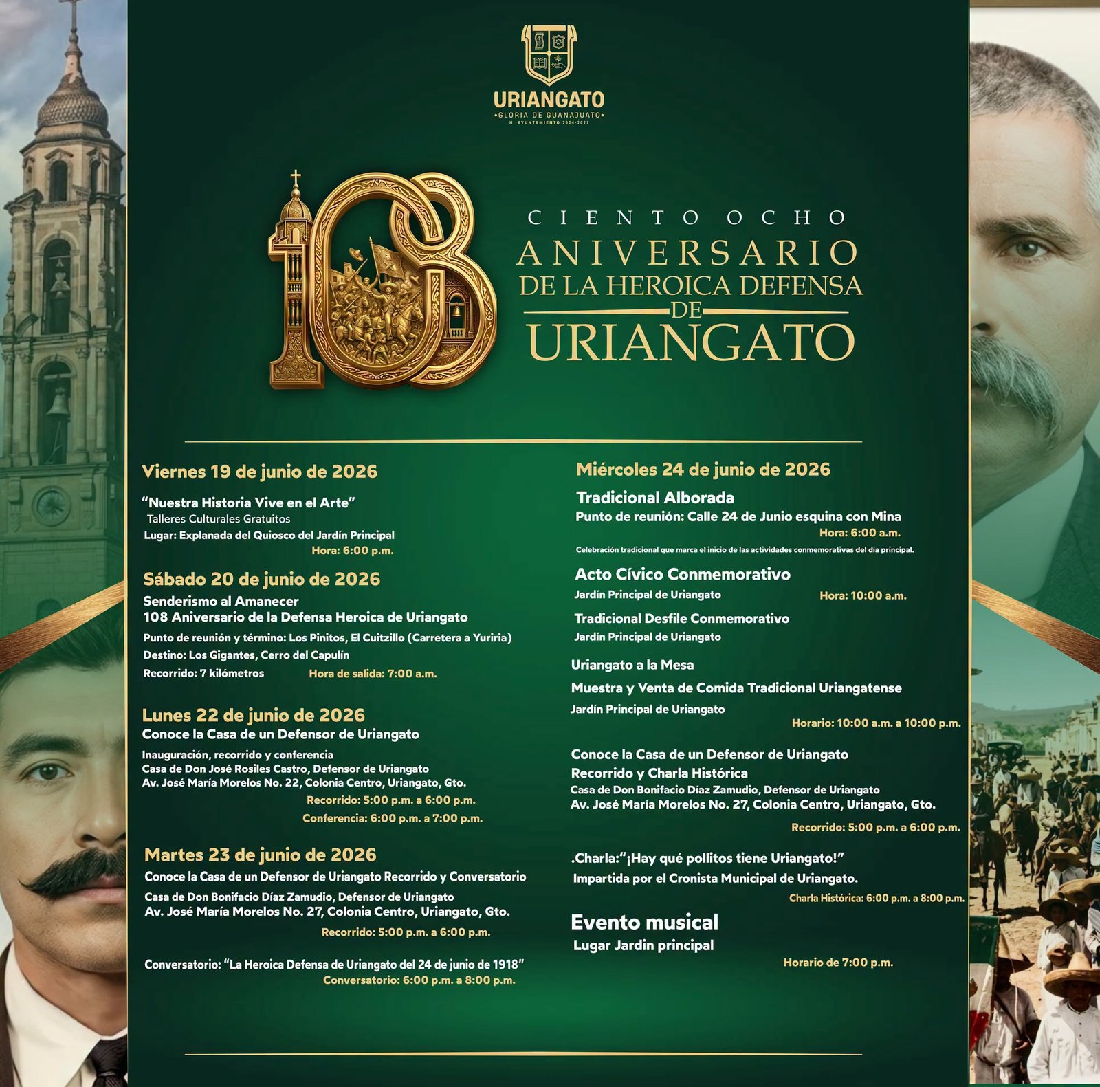 Programa de Actividades 108 Aniversario de la Heroica Defensa de Uriangato.