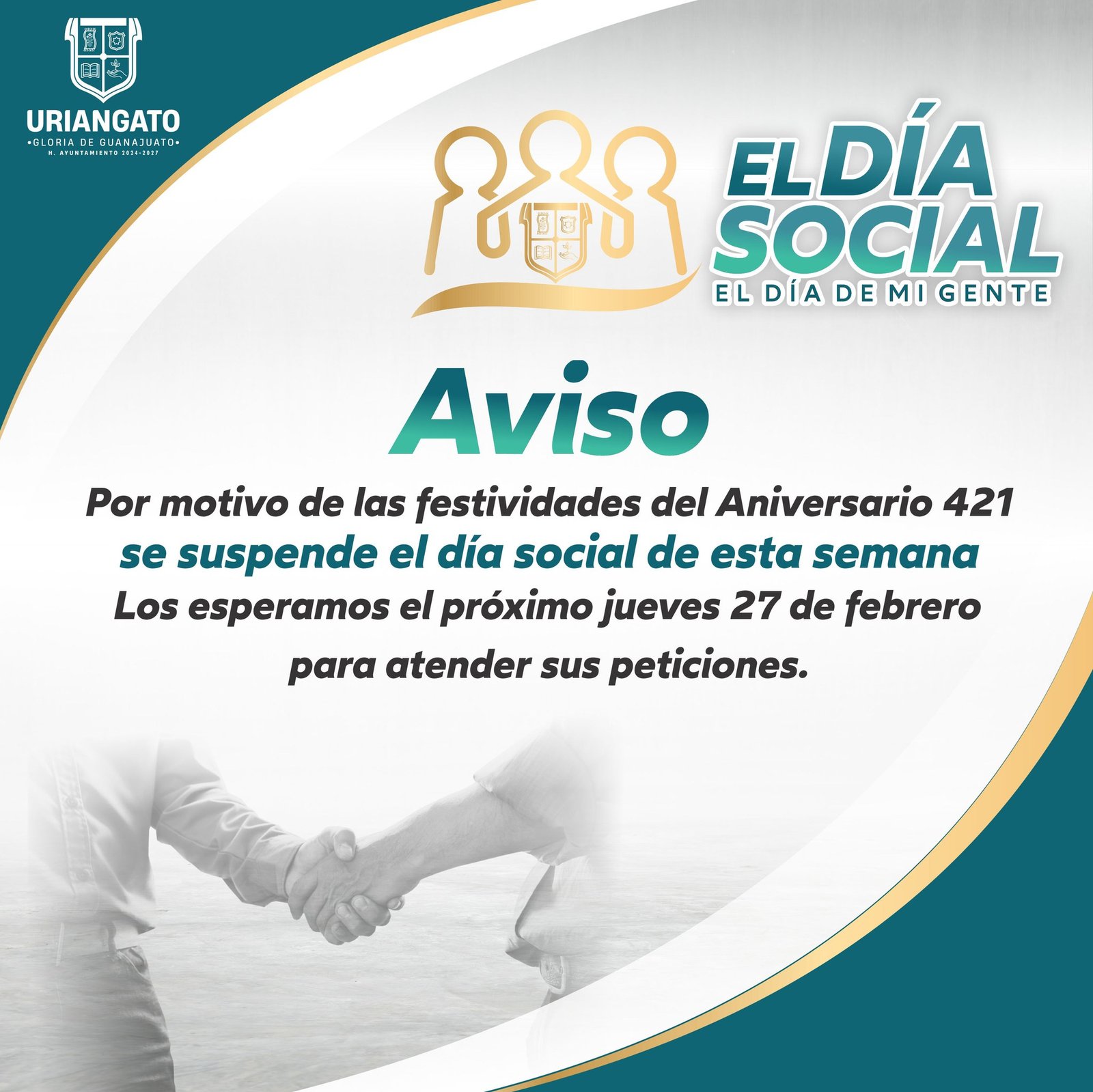 Se suspende el día social el 20 de febrero