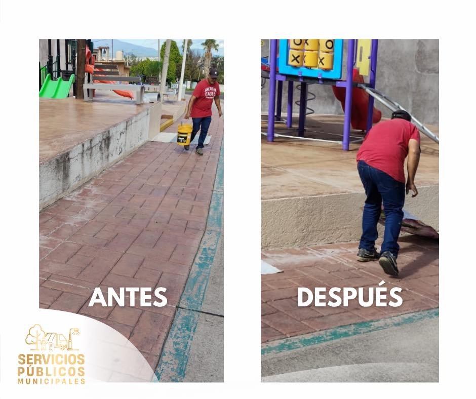 Trabajos de pintura y mantenimiento en el andador de la Colonia Juárez.